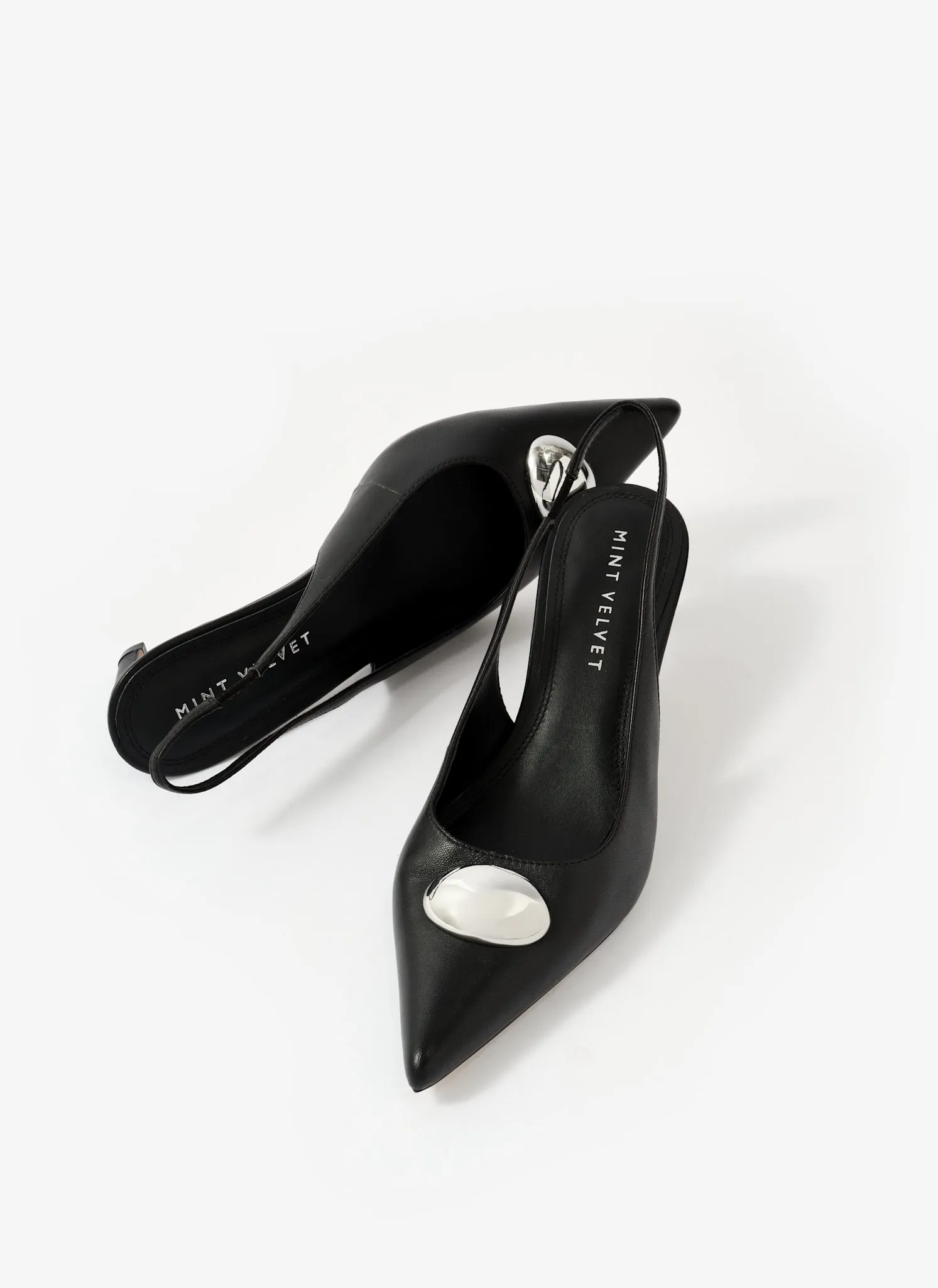 Ren Black Leather Sling Back Heels sold by Mint Velvet product image thumbnail 5