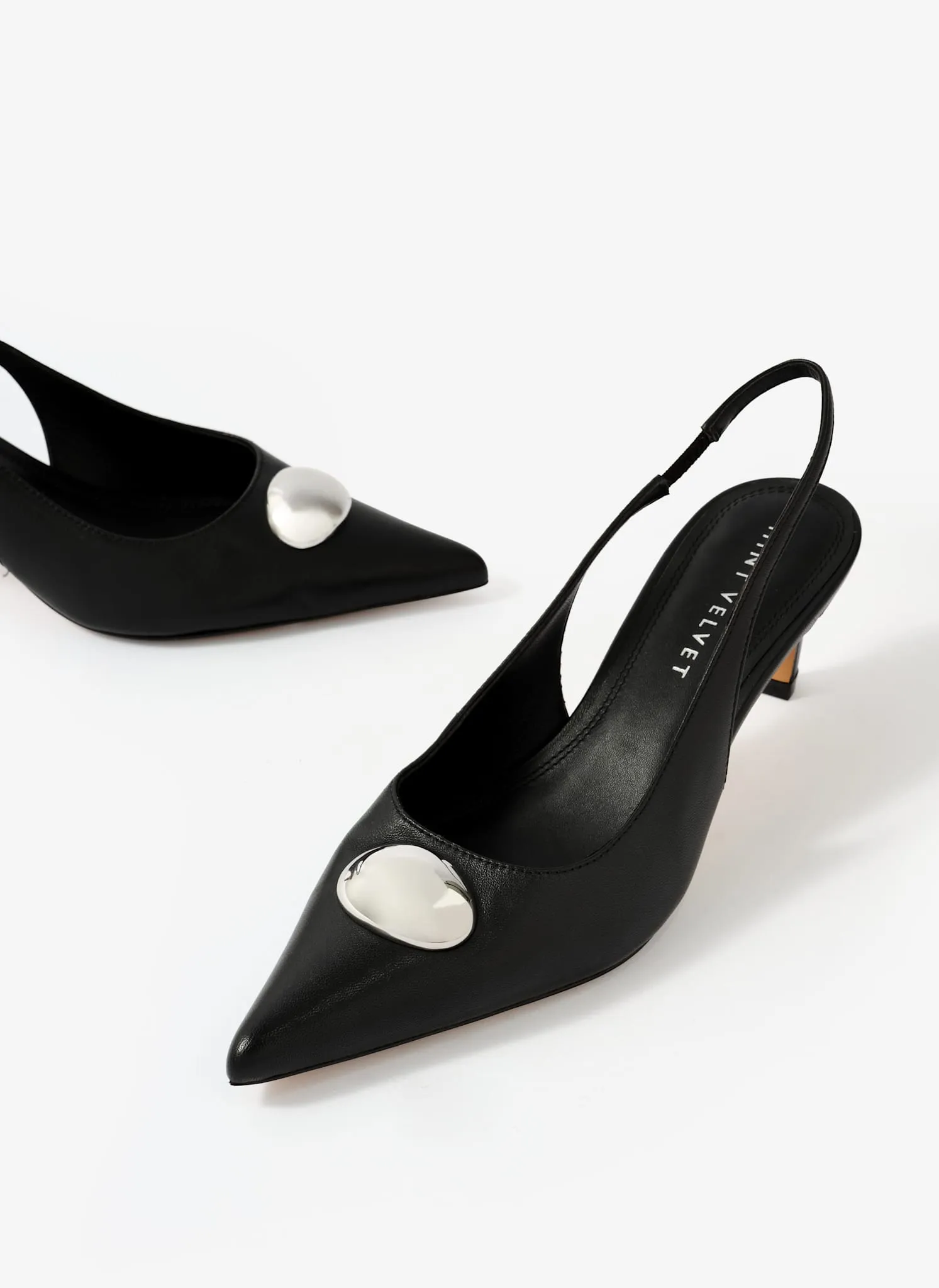 Ren Black Leather Sling Back Heels sold by Mint Velvet product image thumbnail 4
