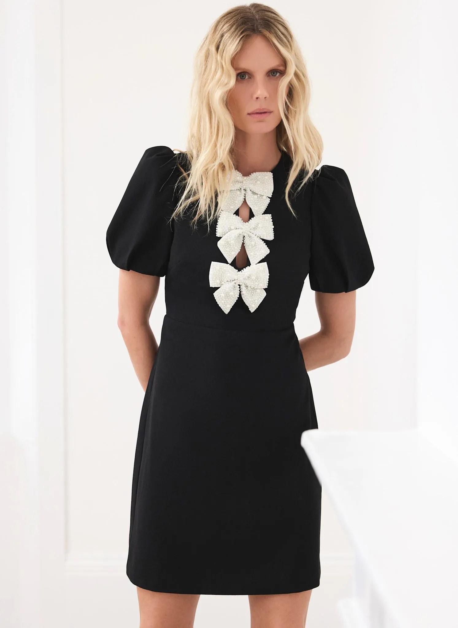 Black Bow Detail Mini Dress sold by Mint Velvet product image thumbnail 4