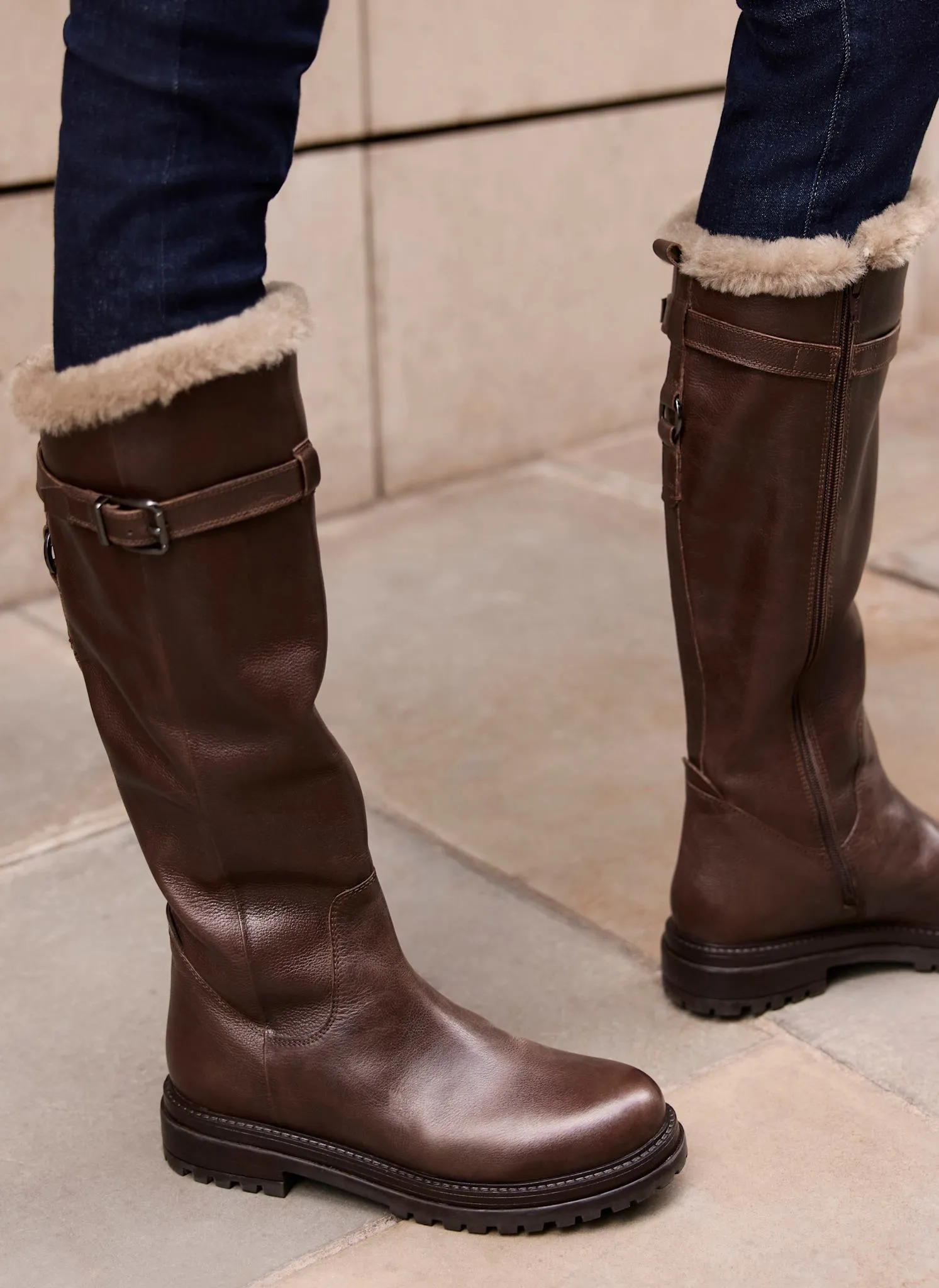 Kara Brown Leather Faux Fur Boots sold by Mint Velvet product image thumbnail 3