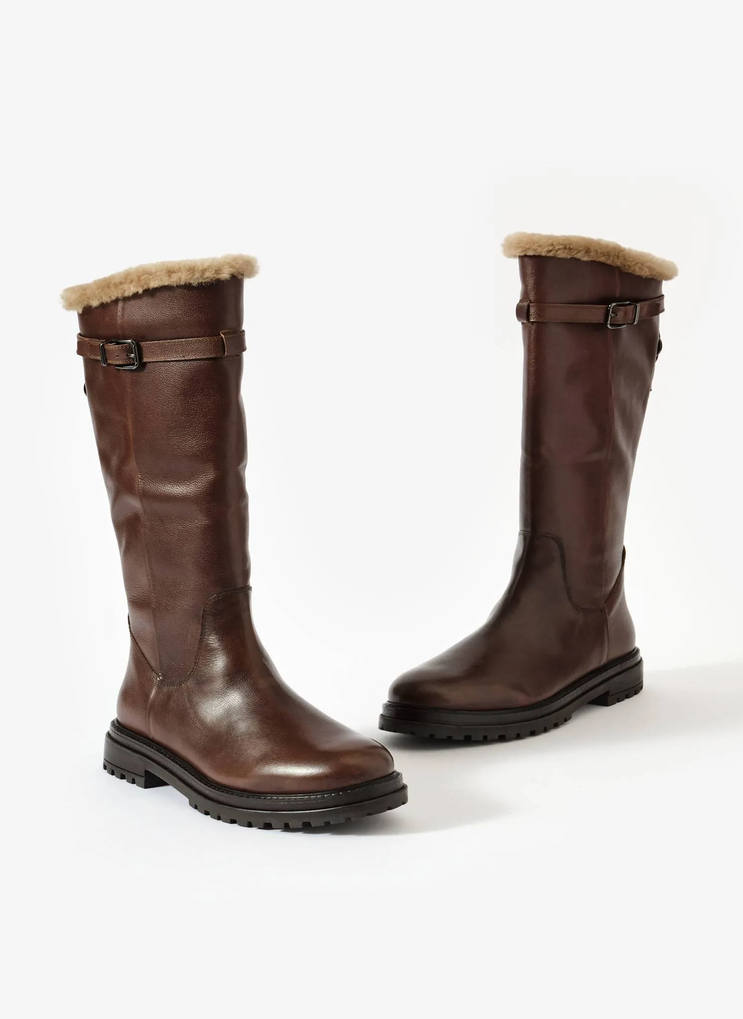 Kara Brown Leather Faux Fur Boots sold by Mint Velvet product image thumbnail 4