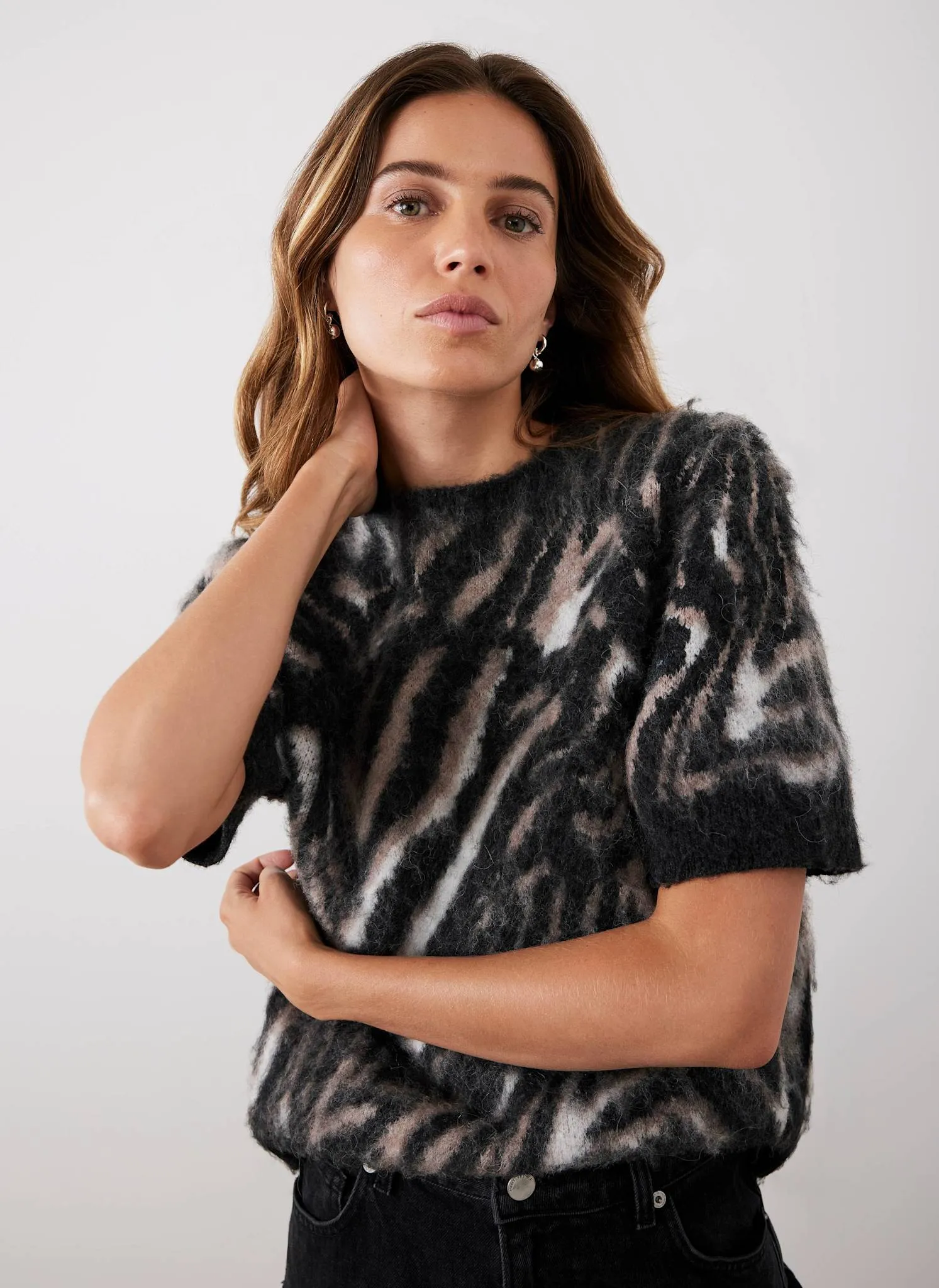 Neutral Zebra Print Knit Top sold by Mint Velvet product image thumbnail 4