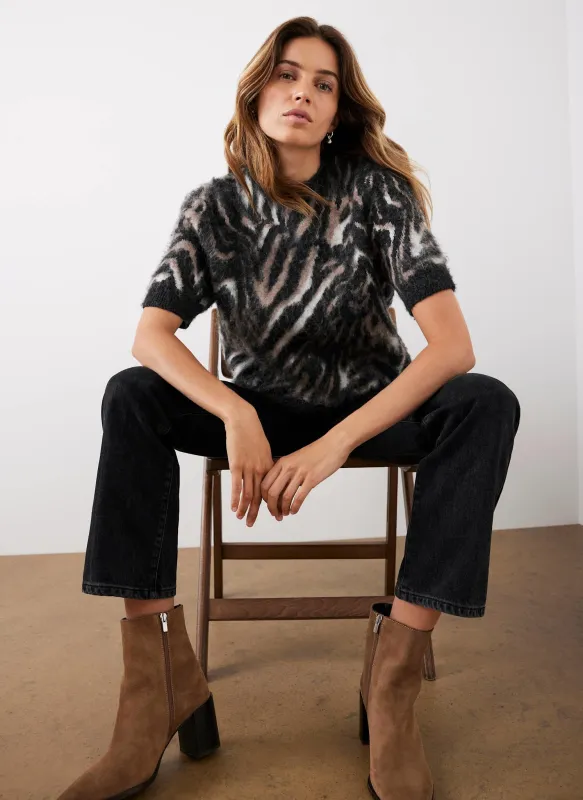 Neutral Zebra Print Knit Top sold by Mint Velvet