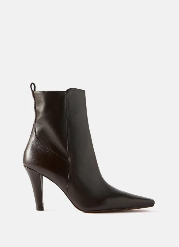 Leila Brown Leather Ankle Boots made by Mint Velvet