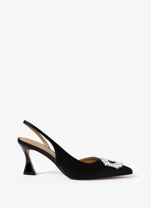 Ori Black Leather Sling Back Heels sold by Mint Velvet