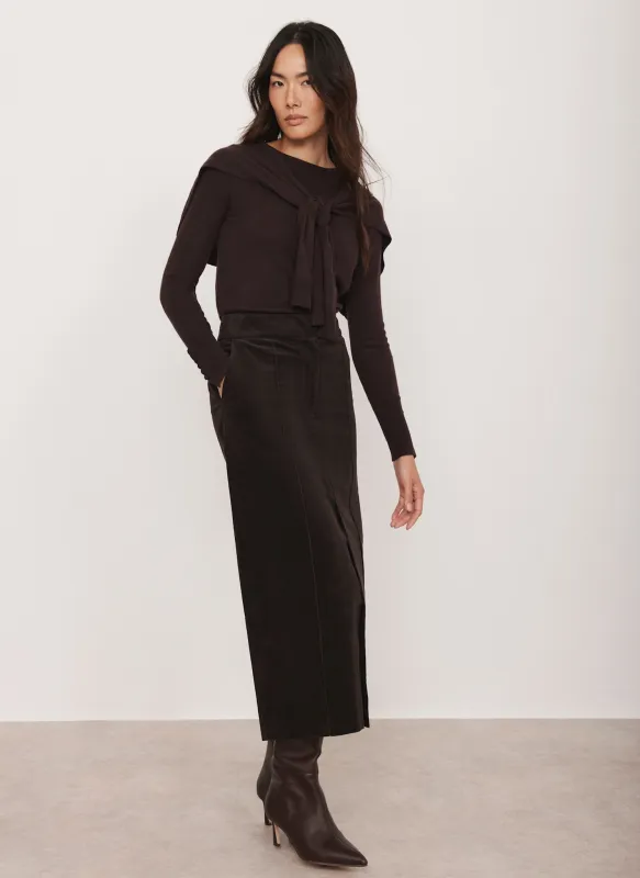 Brown Corduroy Midi Skirt sold by Mint Velvet