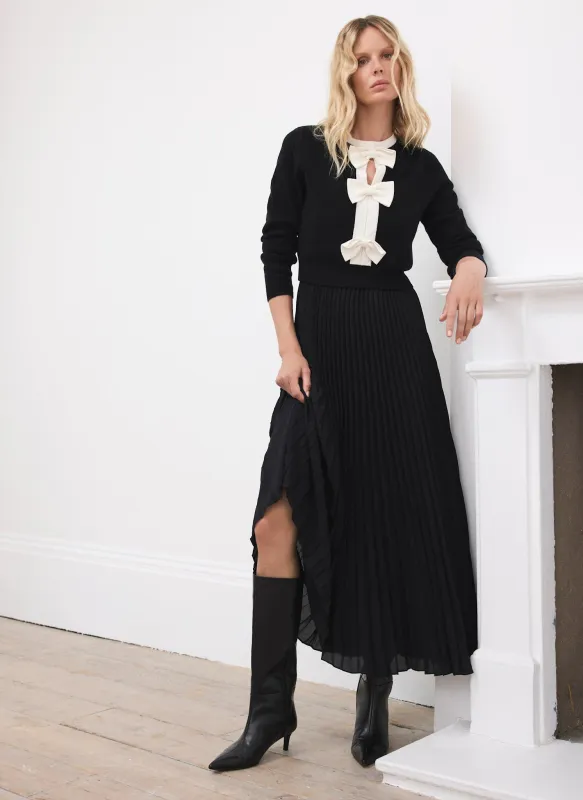 Black Bow Detail Layered Maxi Dress sold by Mint Velvet