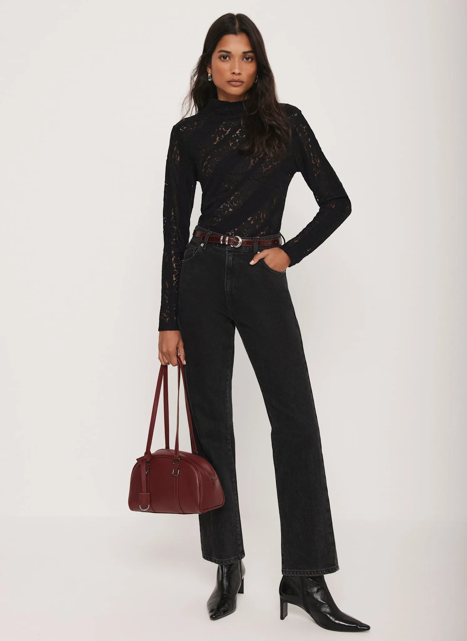 Black Lace High Neck Top sold by Mint Velvet product image thumbnail 5