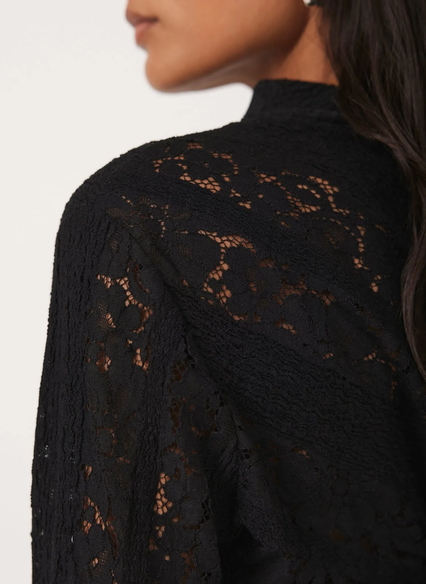 Black Lace High Neck Top sold by Mint Velvet product image thumbnail 4