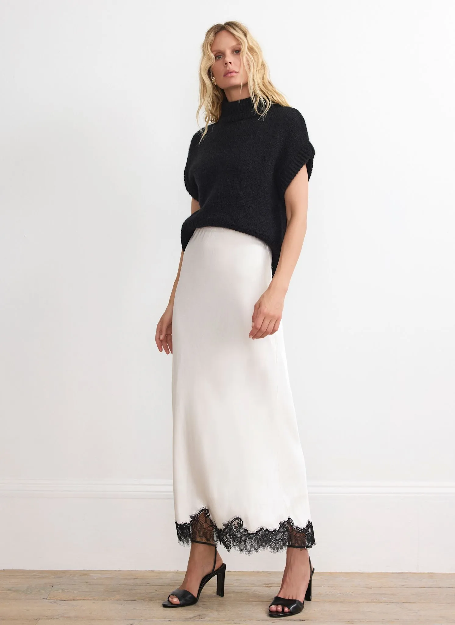 Cream Lace Satin Slip Skirt sold by Mint Velvet product image thumbnail 3