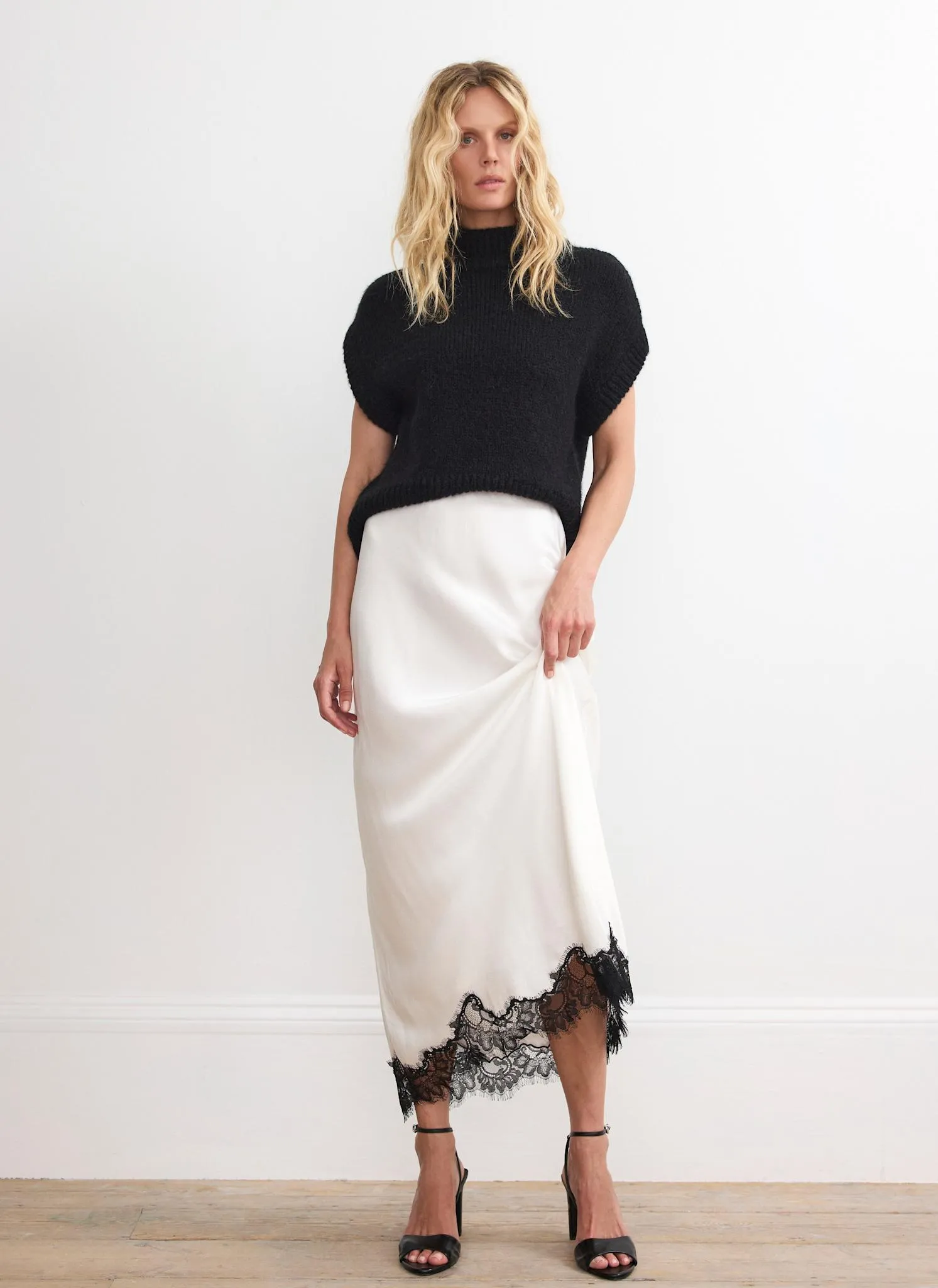 Cream Lace Satin Slip Skirt sold by Mint Velvet product image thumbnail 5
