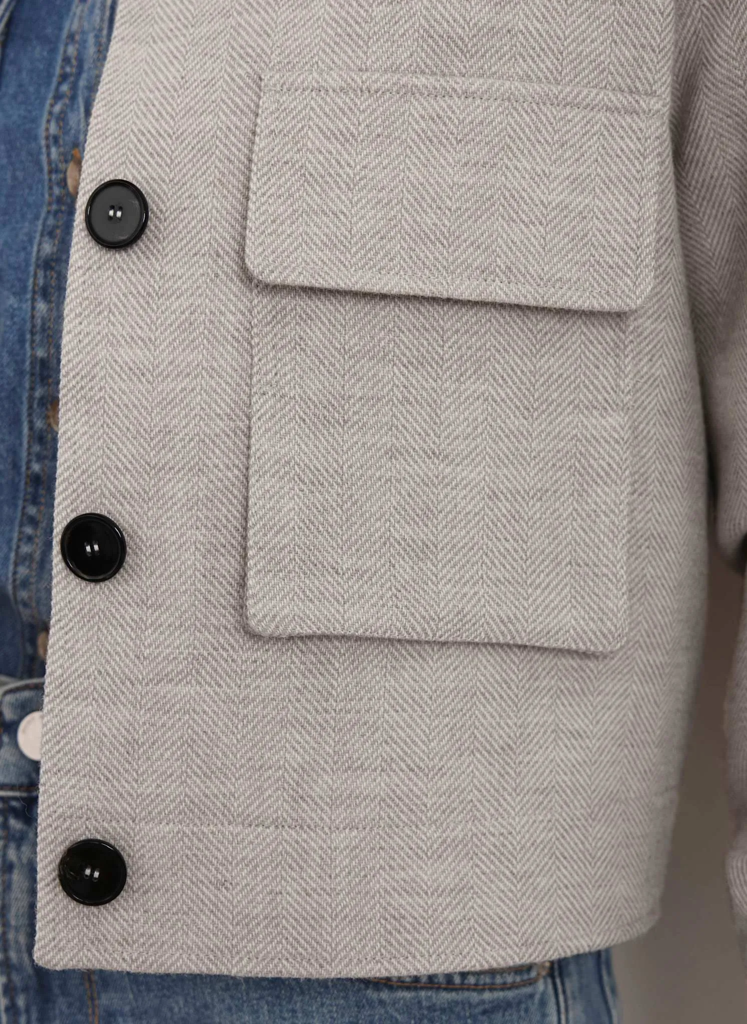 Neutral Wool Blend Herringbone Jacket sold by Mint Velvet product image thumbnail 5