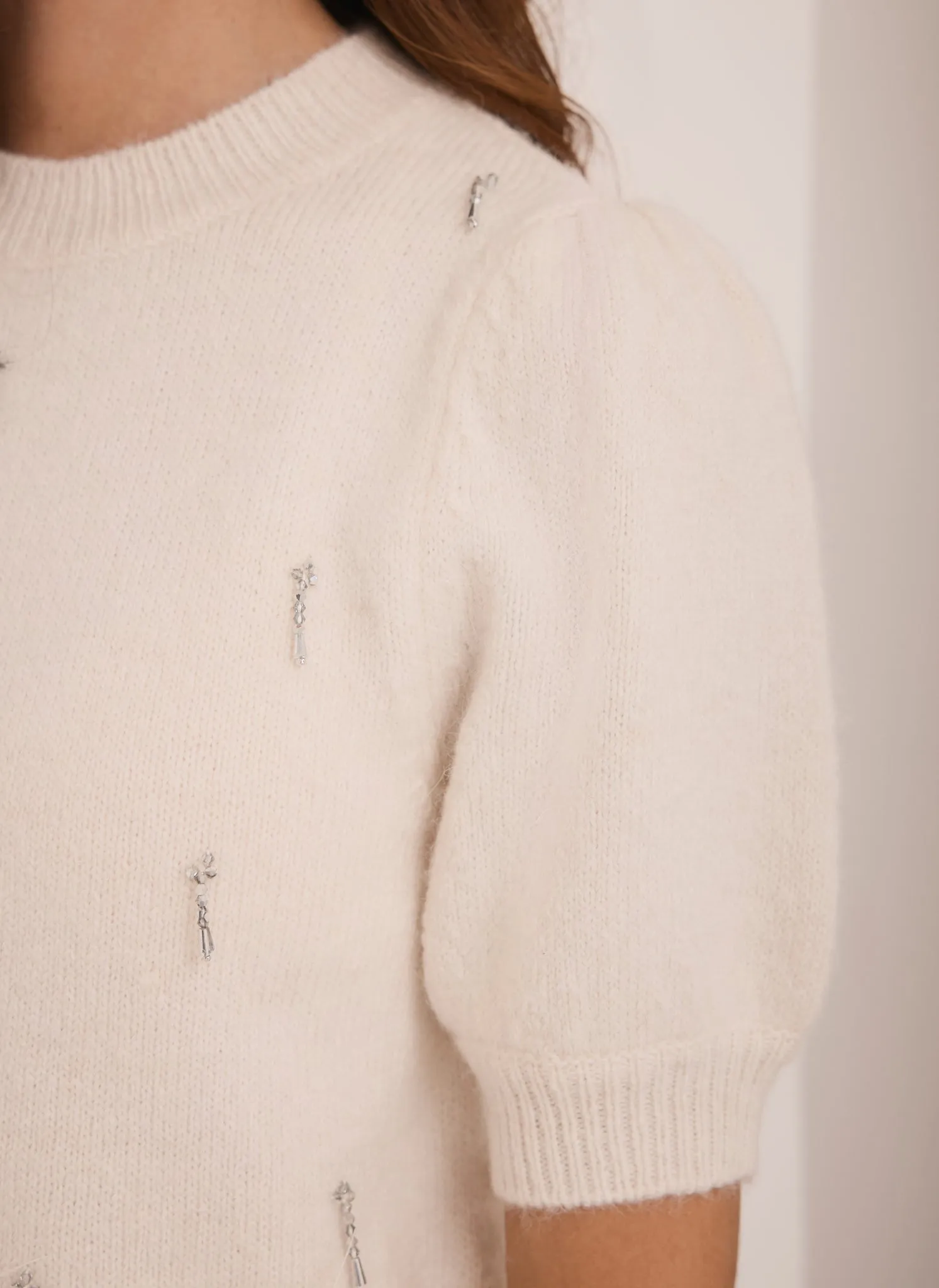 Cream Embellished Feather Trim Knit Top sold by Mint Velvet product image thumbnail 4