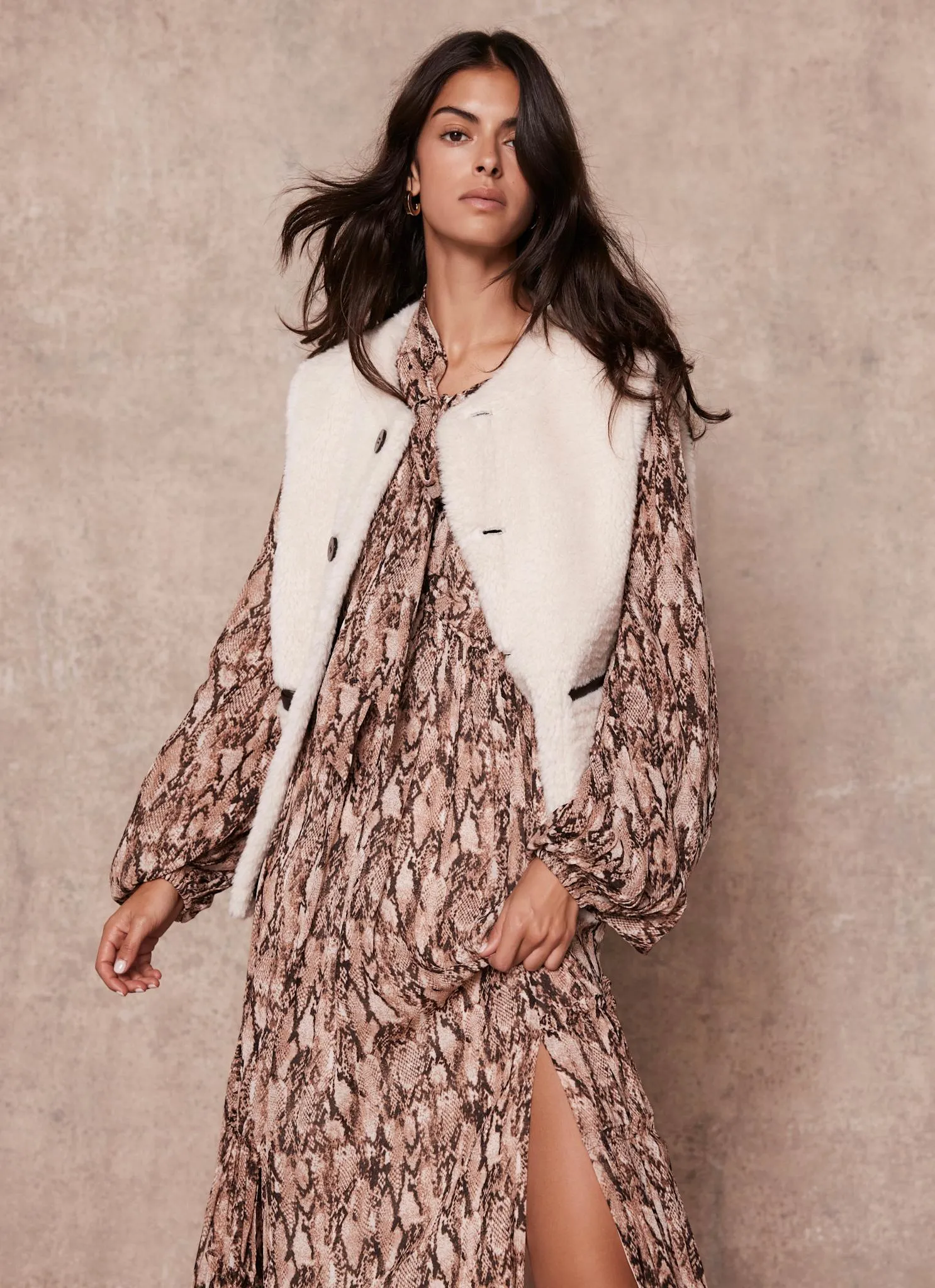 Brown Bonded Reversible Collarless Gilet sold by Mint Velvet product image thumbnail 3