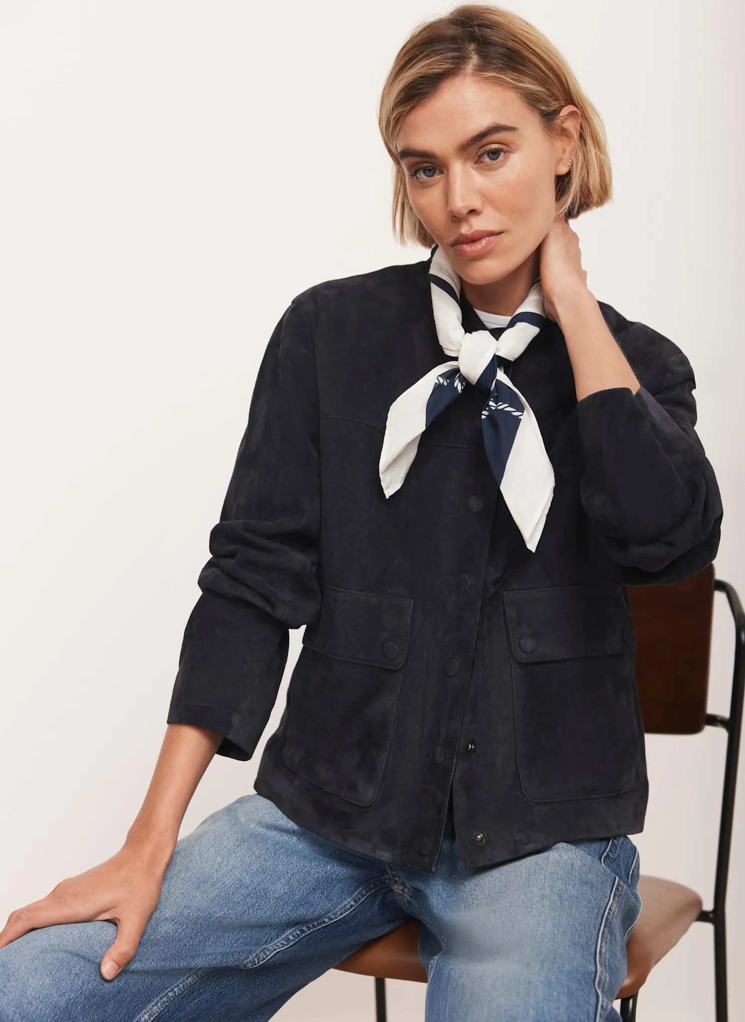 Navy Suede Jacket sold by Mint Velvet product image thumbnail 2