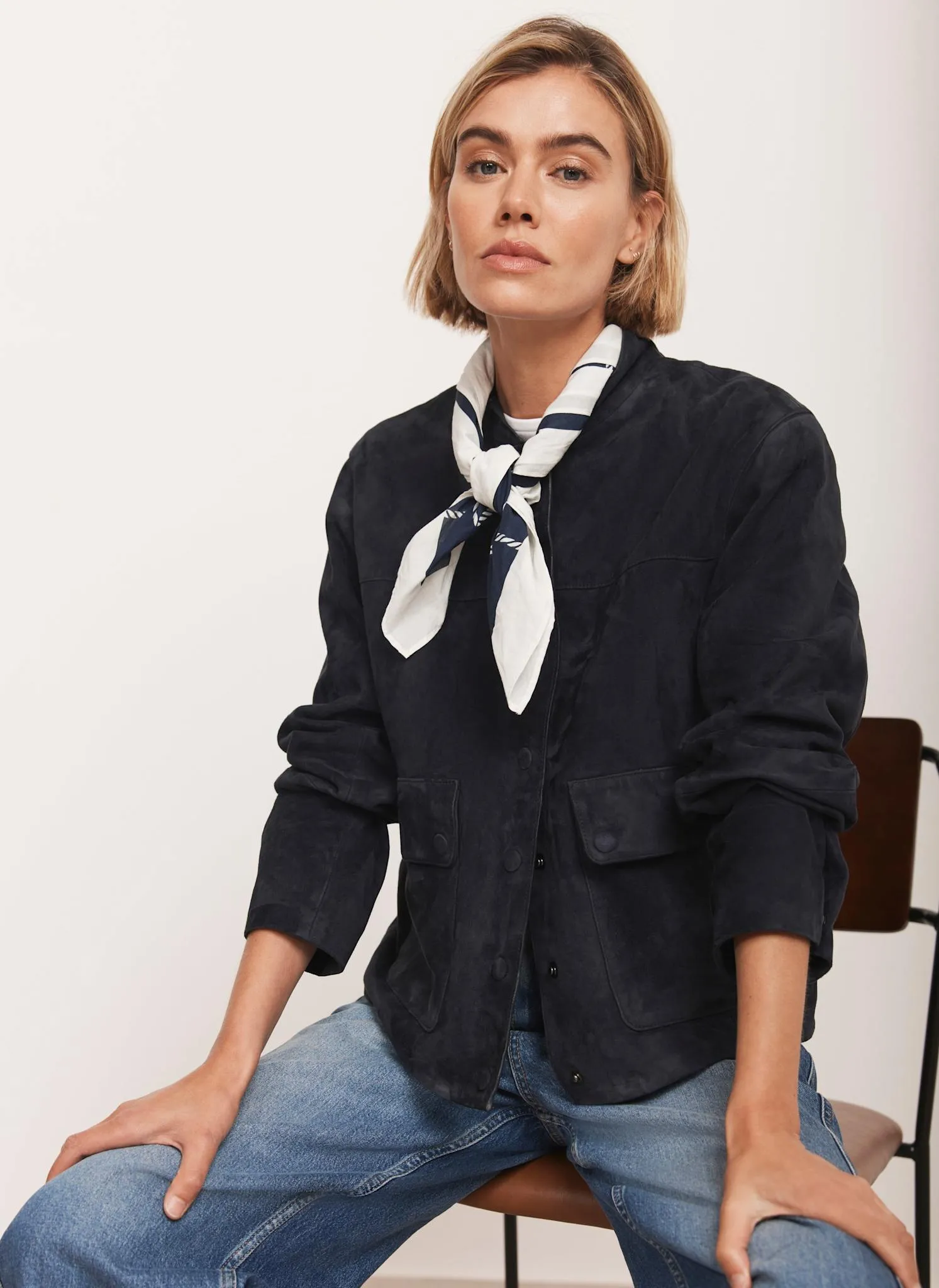 Navy Suede Jacket sold by Mint Velvet