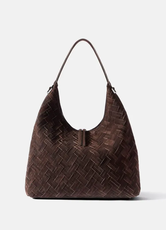 May Brown Woven Suede Shoulder Bag sold by Mint Velvet