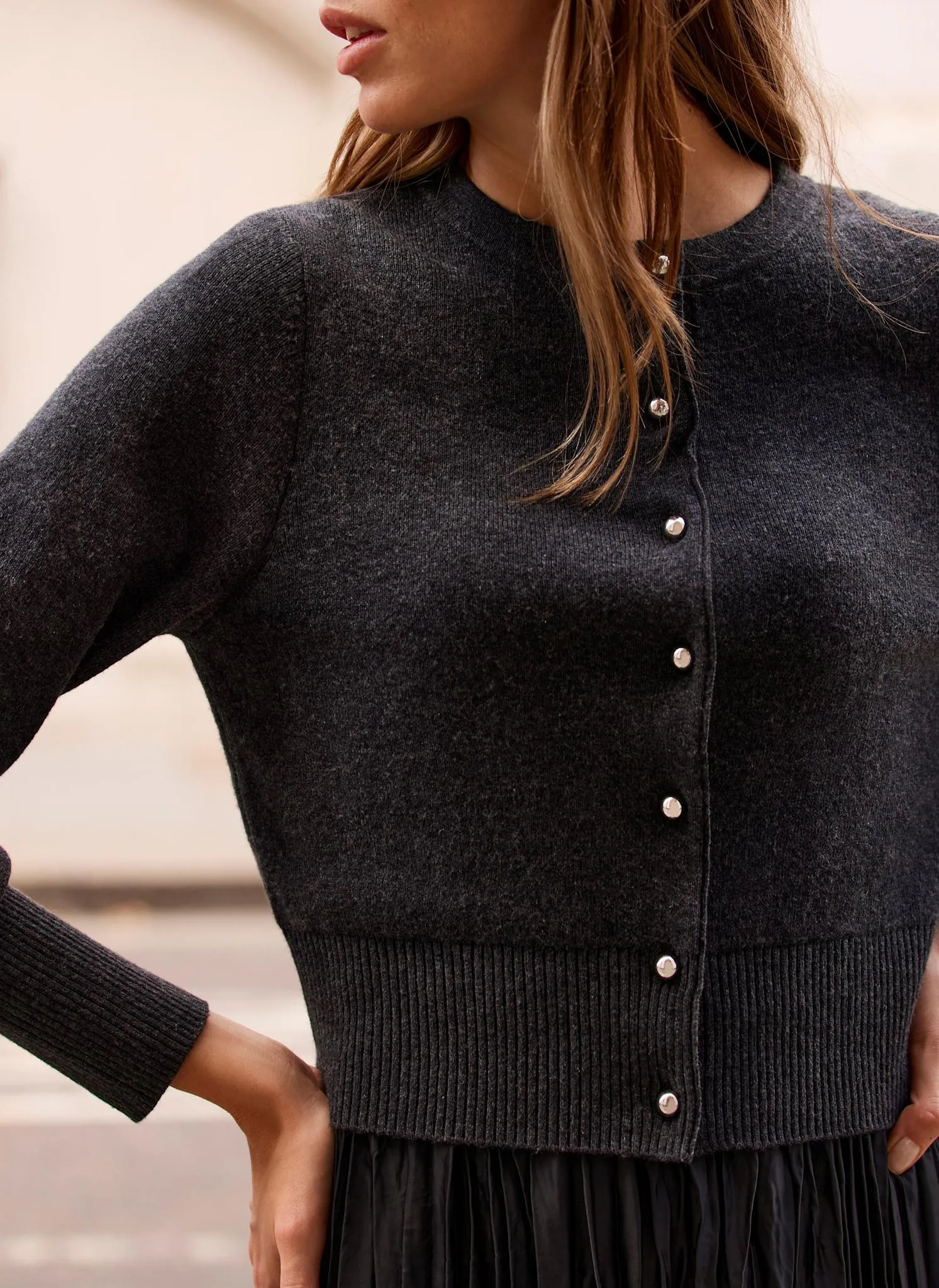 Grey Cardigan Layered Midi Dress sold by Mint Velvet product image thumbnail 4