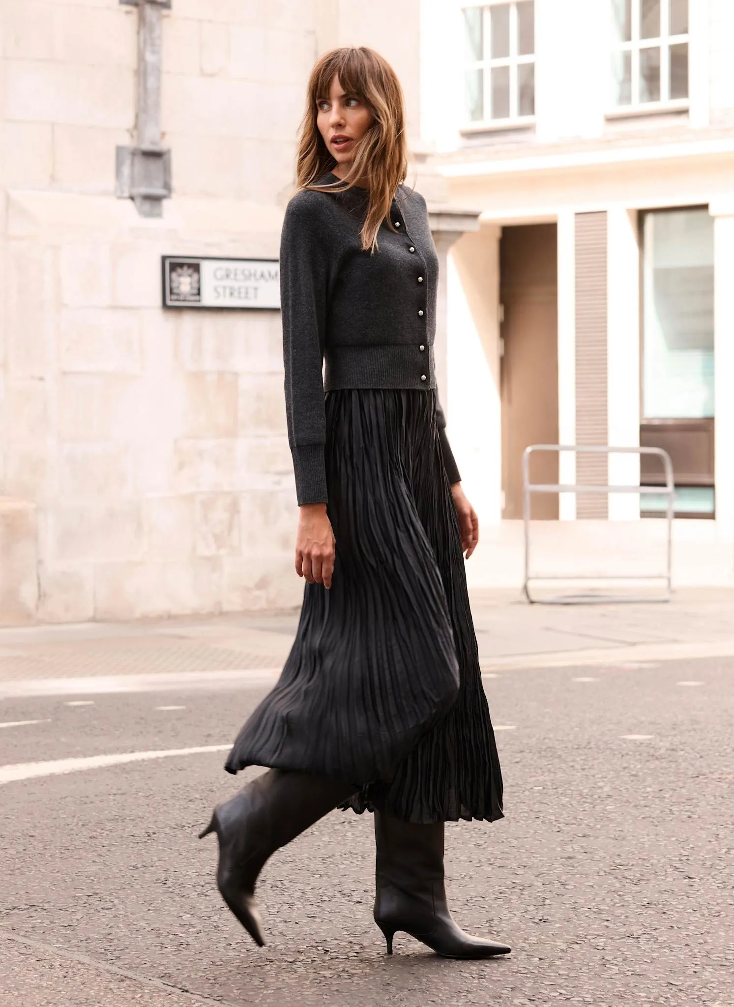 Grey Cardigan Layered Midi Dress sold by Mint Velvet product image thumbnail 2