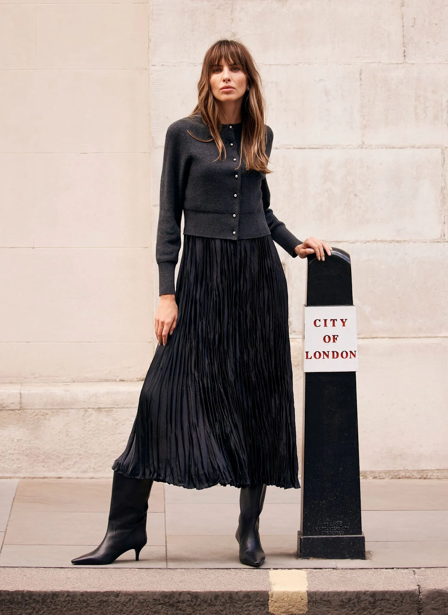 Grey Cardigan Layered Midi Dress sold by Mint Velvet product image thumbnail 3