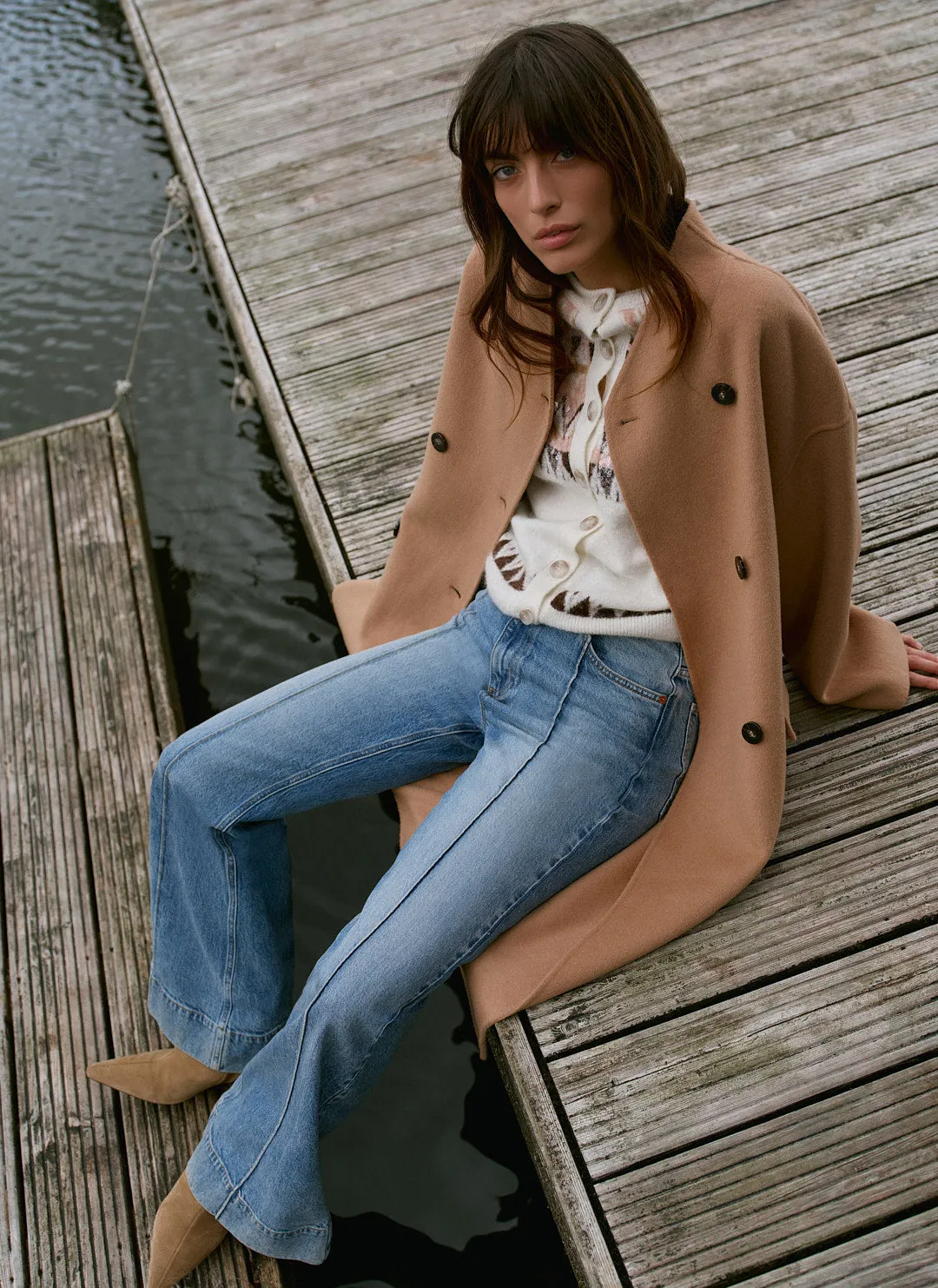 Tan Wool Blend Hand Finished Scarf Coat sold by Mint Velvet product image thumbnail 4