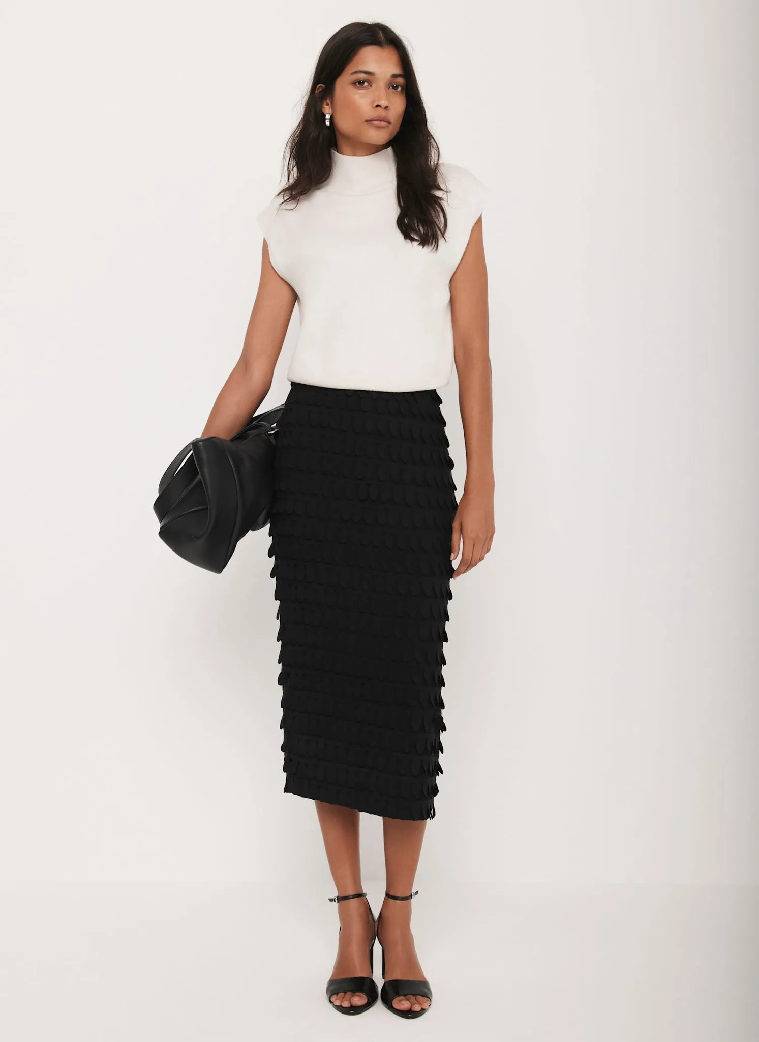 Black Textured Pencil Skirt sold by Mint Velvet