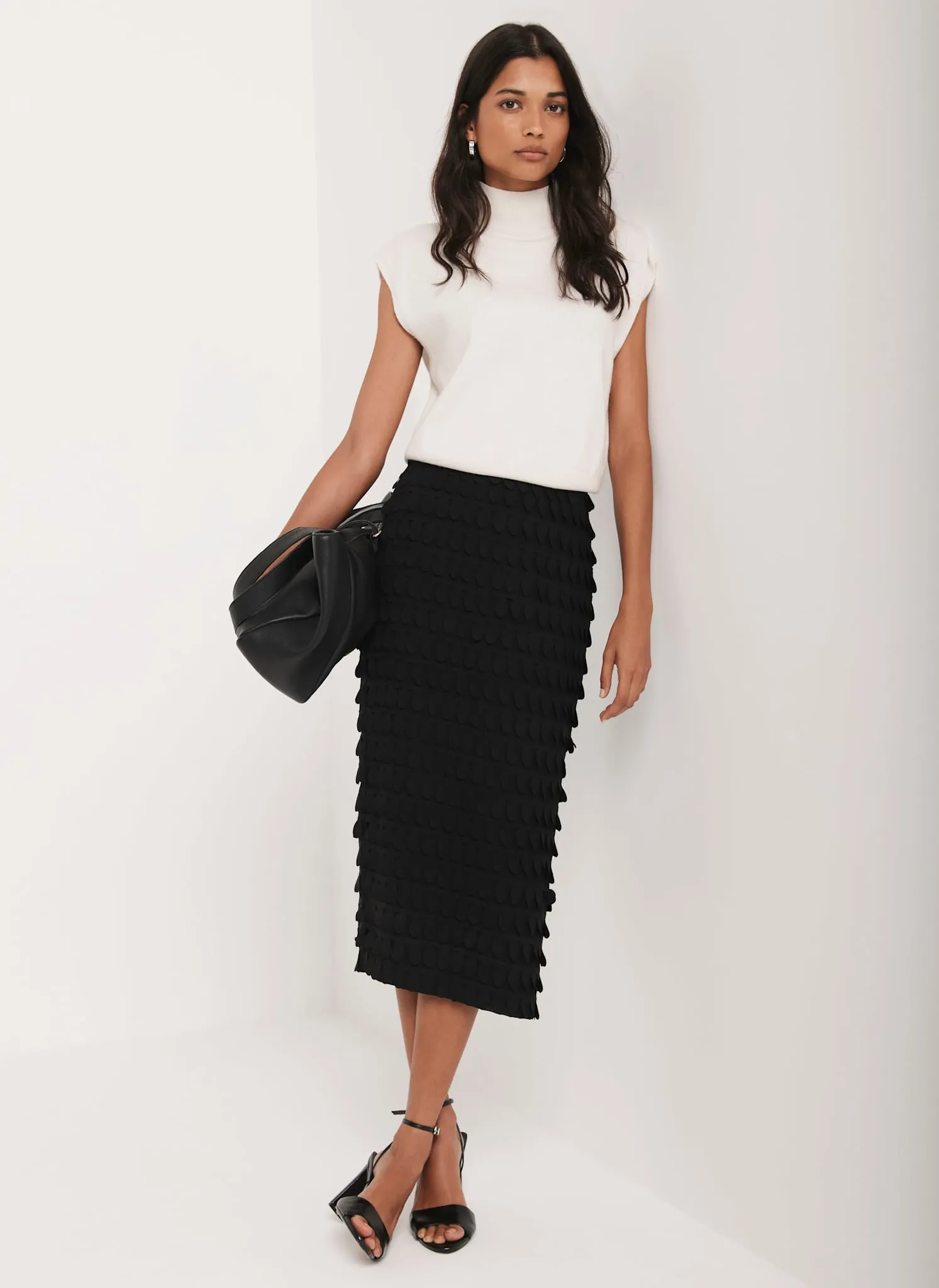 Black Textured Pencil Skirt sold by Mint Velvet product image thumbnail 3