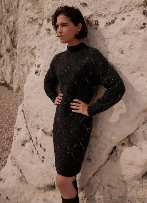 Grey Sequin Knit Mini Dress sold by Mint Velvet