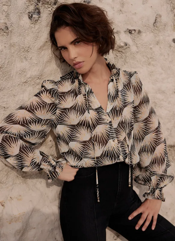 Black Geo Print Blouse sold by Mint Velvet