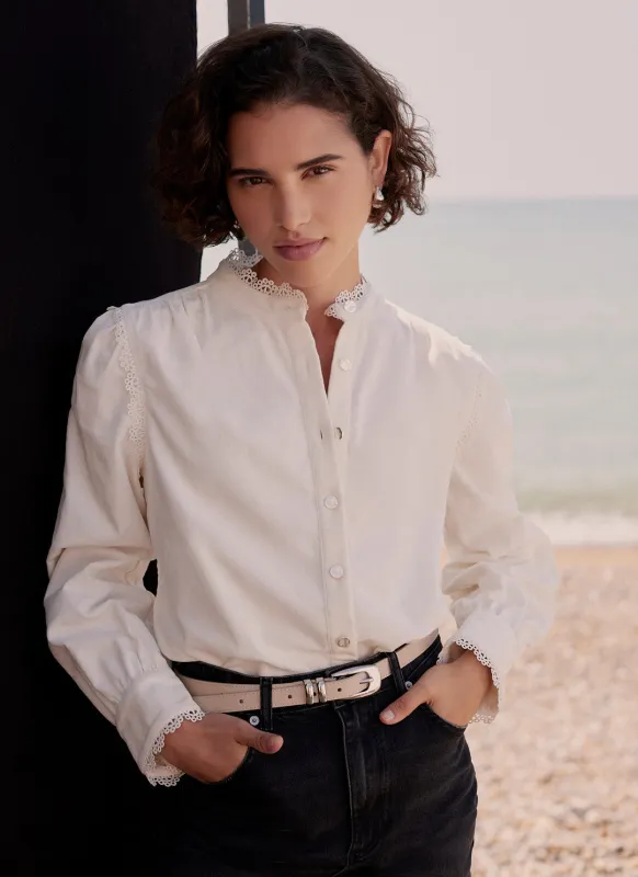 Cream Corduroy Lace Blouse sold by Mint Velvet