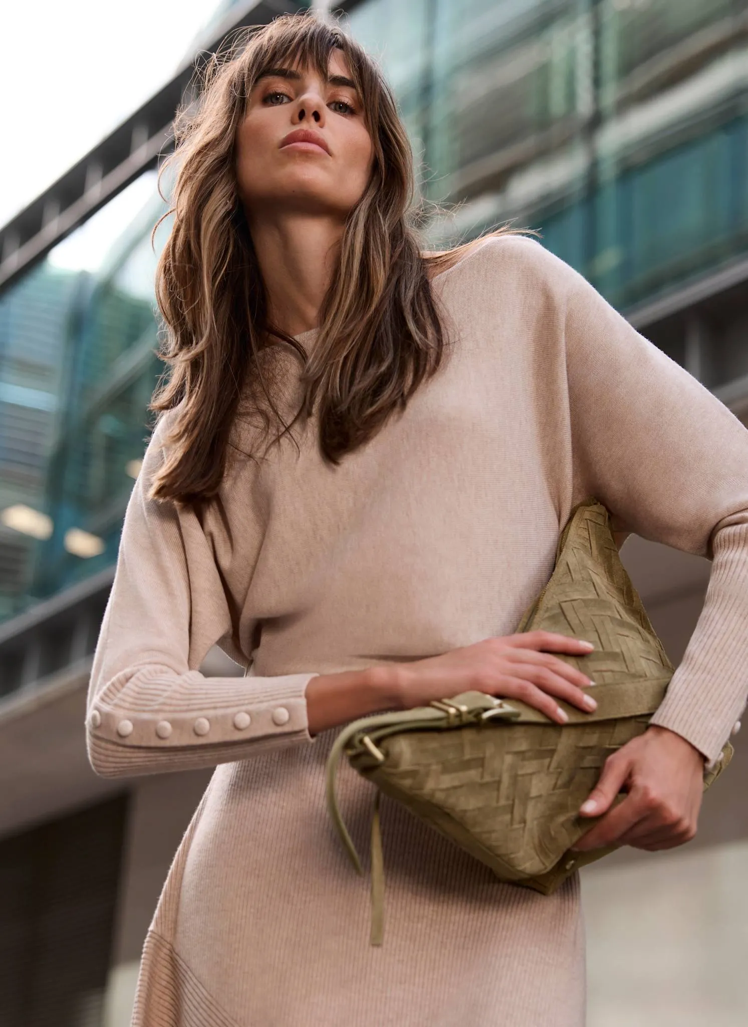 Stevie Khaki Suede Woven Sling Bag sold by Mint Velvet product image thumbnail 2