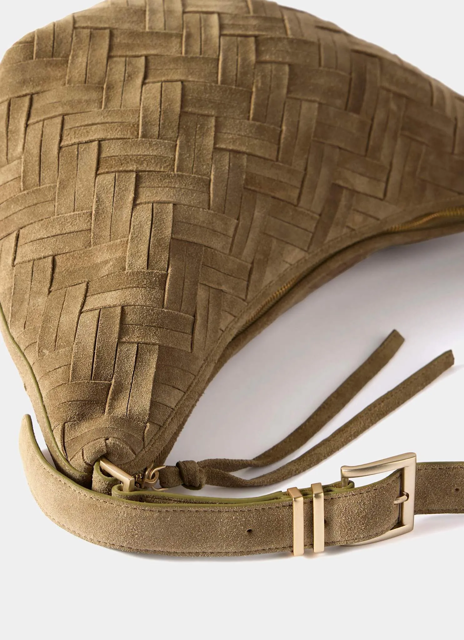 Stevie Khaki Suede Woven Sling Bag sold by Mint Velvet product image thumbnail 5