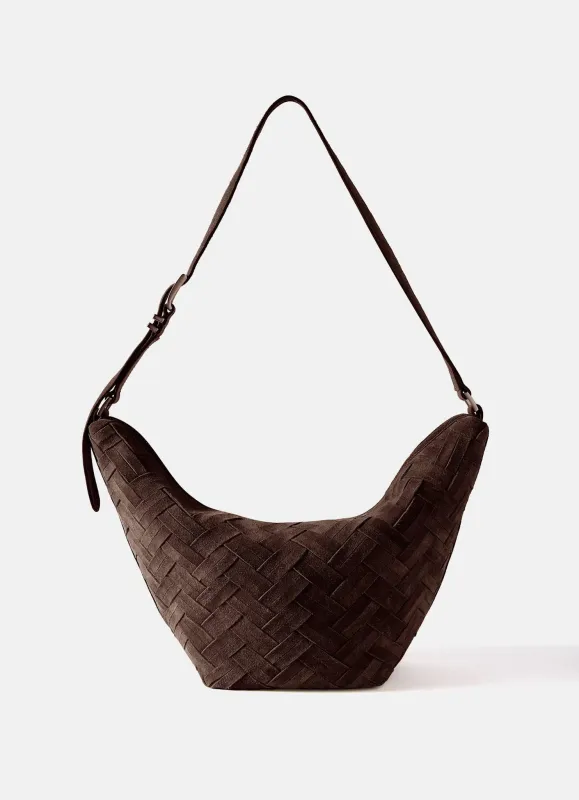 Stevie Brown Suede Woven Sling Bag sold by Mint Velvet