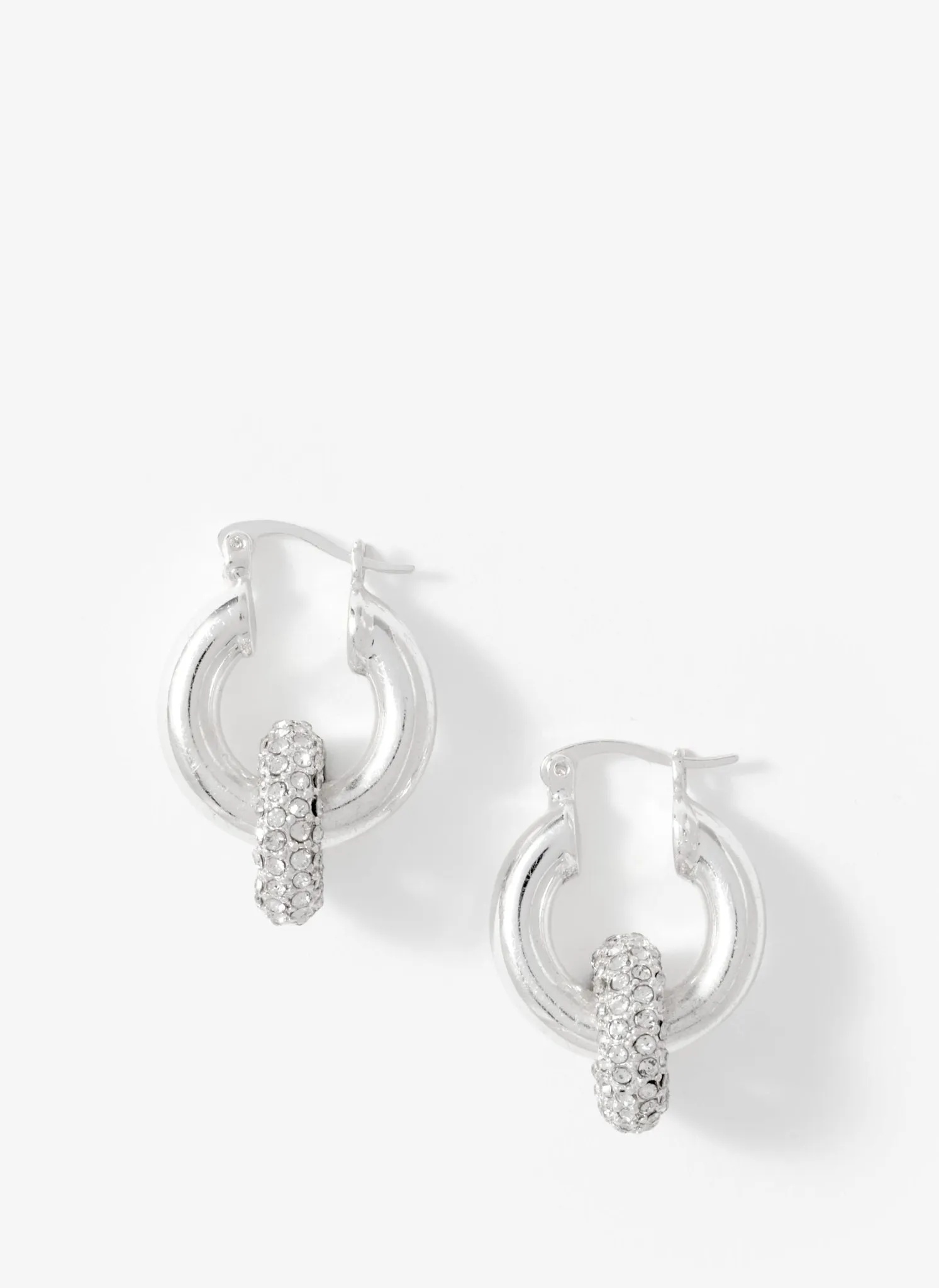Silver Tone Pave Hoop Earrings sold by Mint Velvet product image thumbnail 2
