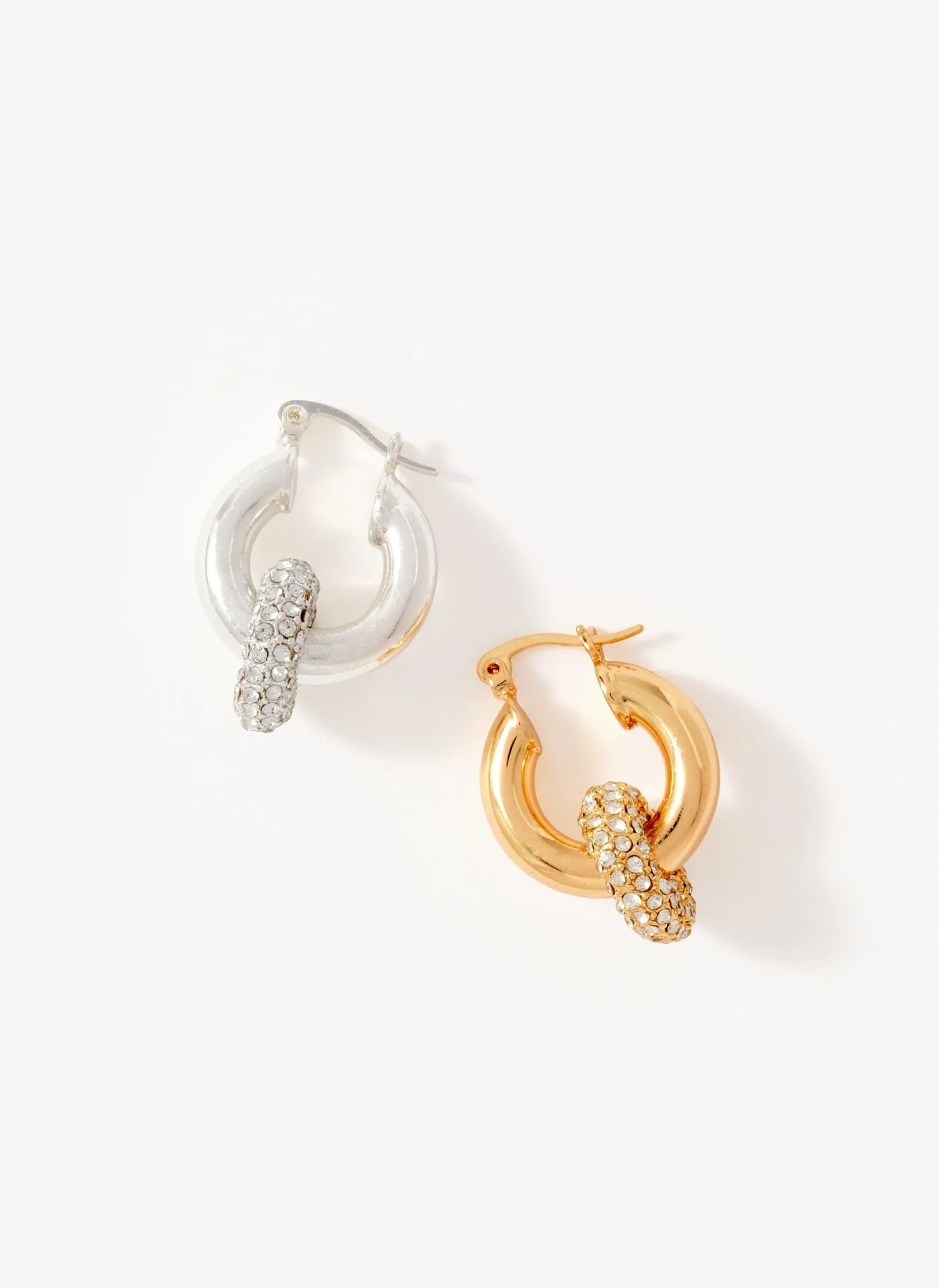 Silver Tone Pave Hoop Earrings sold by Mint Velvet product image thumbnail 4