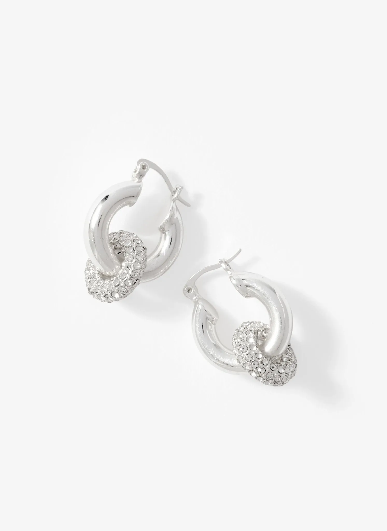Silver Tone Pave Hoop Earrings sold by Mint Velvet product image thumbnail 3