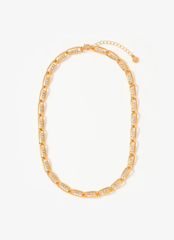 Gold Tone Pave Chain Necklace made by Mint Velvet