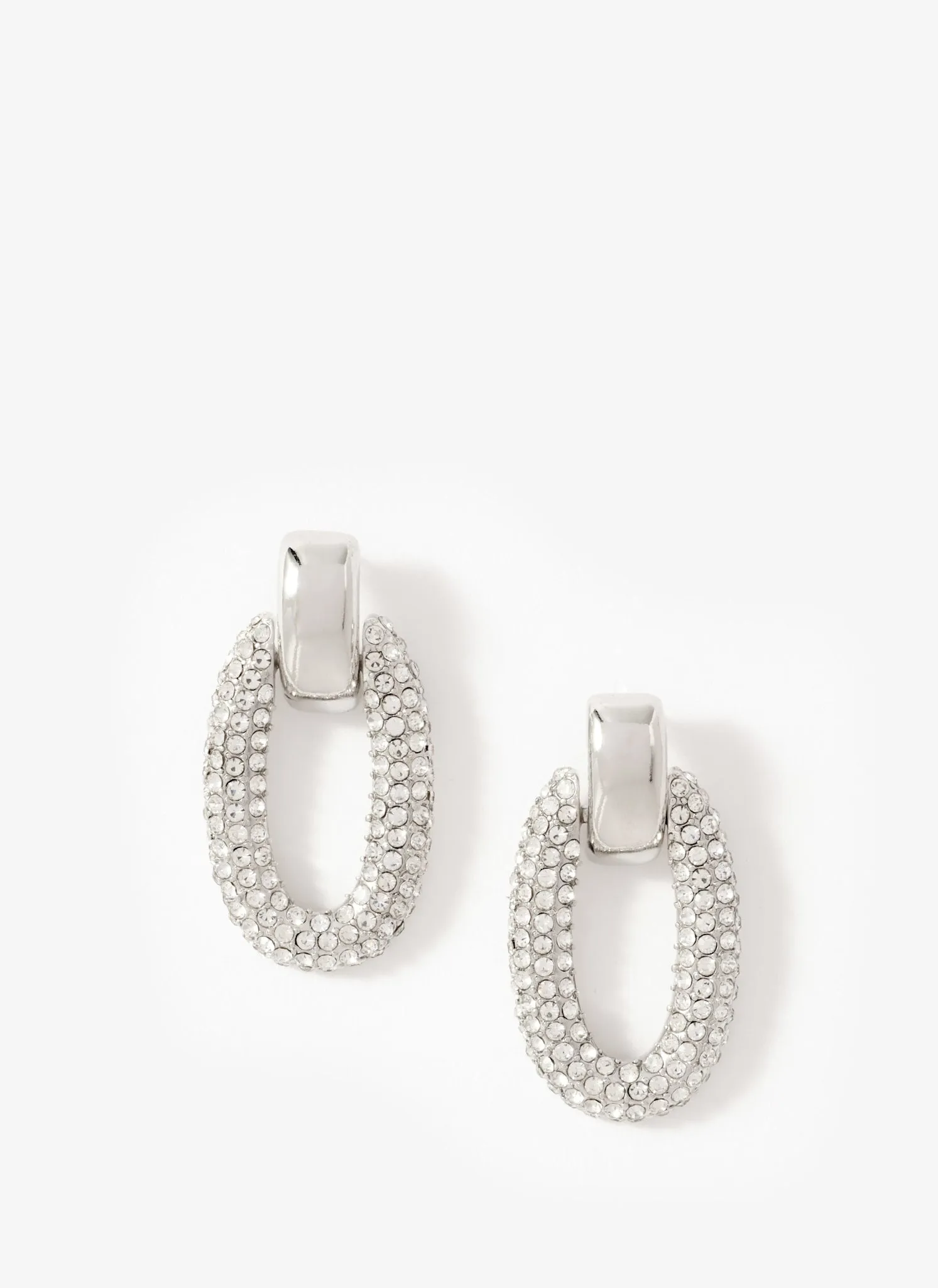 Silver Tone Pave Drop Earrings sold by Mint Velvet