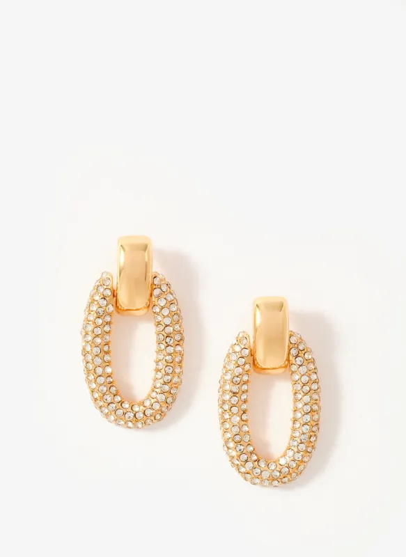 Gold Tone Pave Drop Earrings sold by Mint Velvet