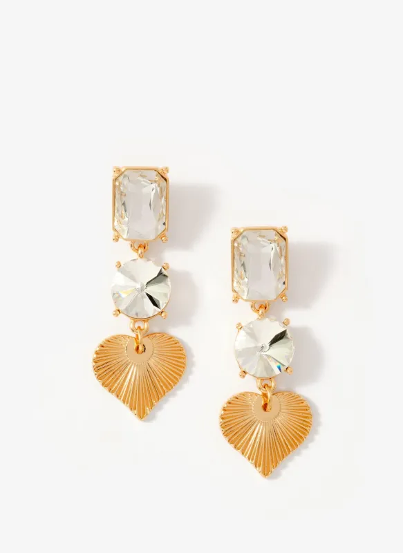 Gold Tone Drop Heart Earrings sold by Mint Velvet