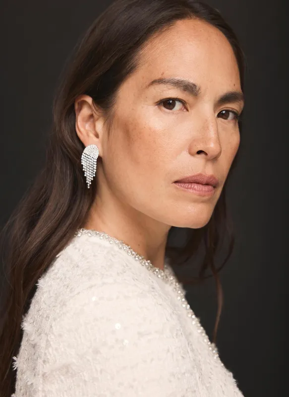 Silver Tone Crystal Fringe Earrings sold by Mint Velvet