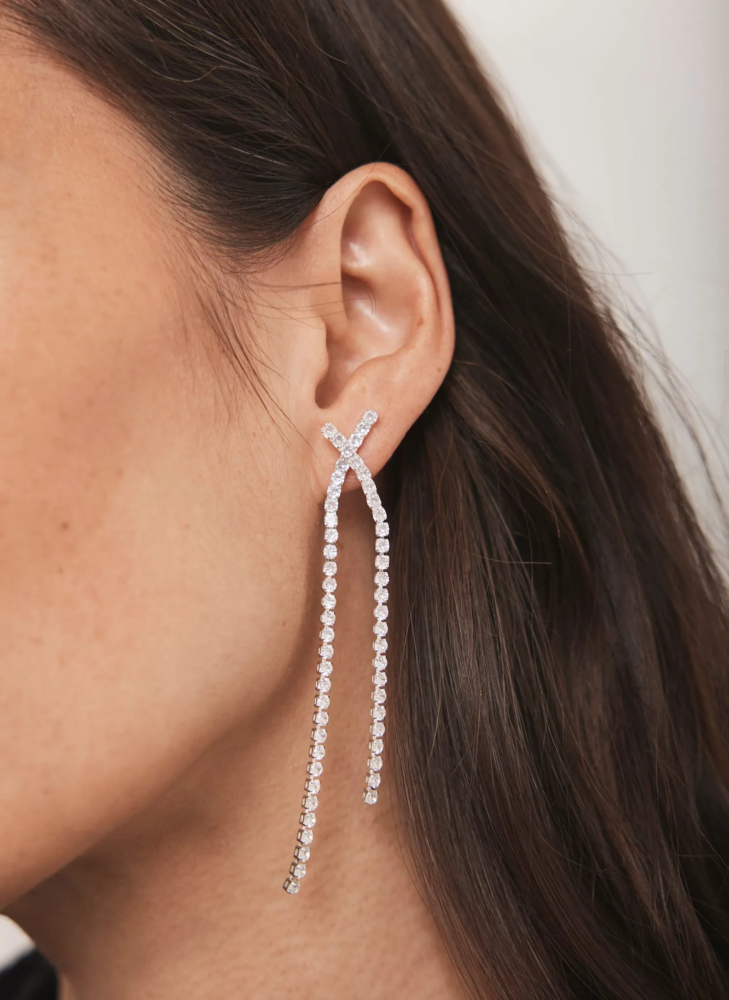 Silver Tone Crystal Cross Earrings sold by Mint Velvet product image thumbnail 2