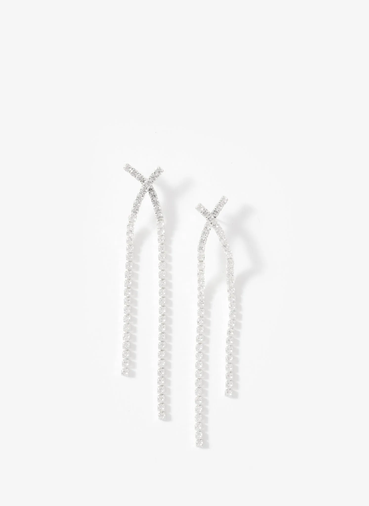 Silver Tone Crystal Cross Earrings sold by Mint Velvet