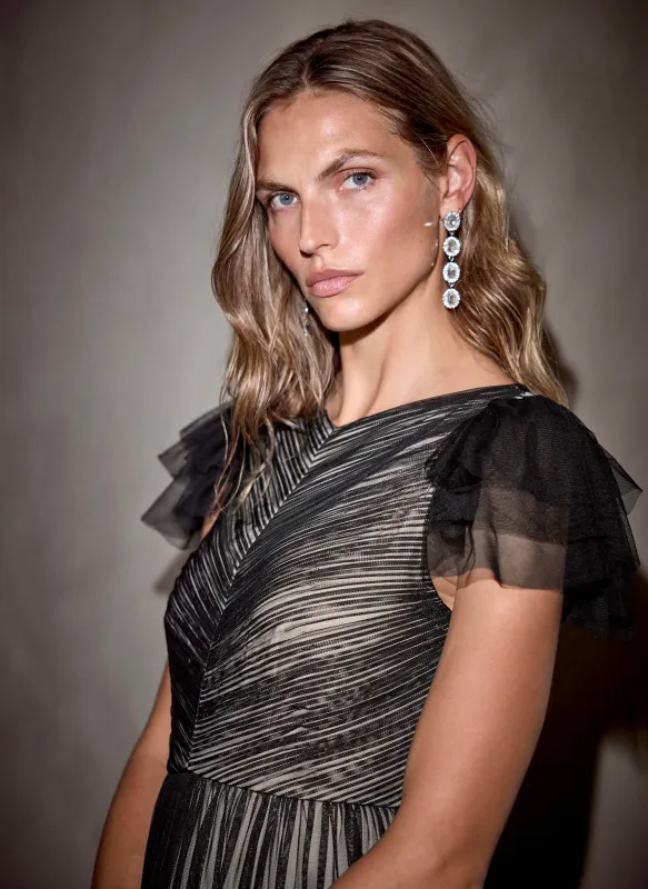 Silver Tone Crystal Drop Earrings sold by Mint Velvet