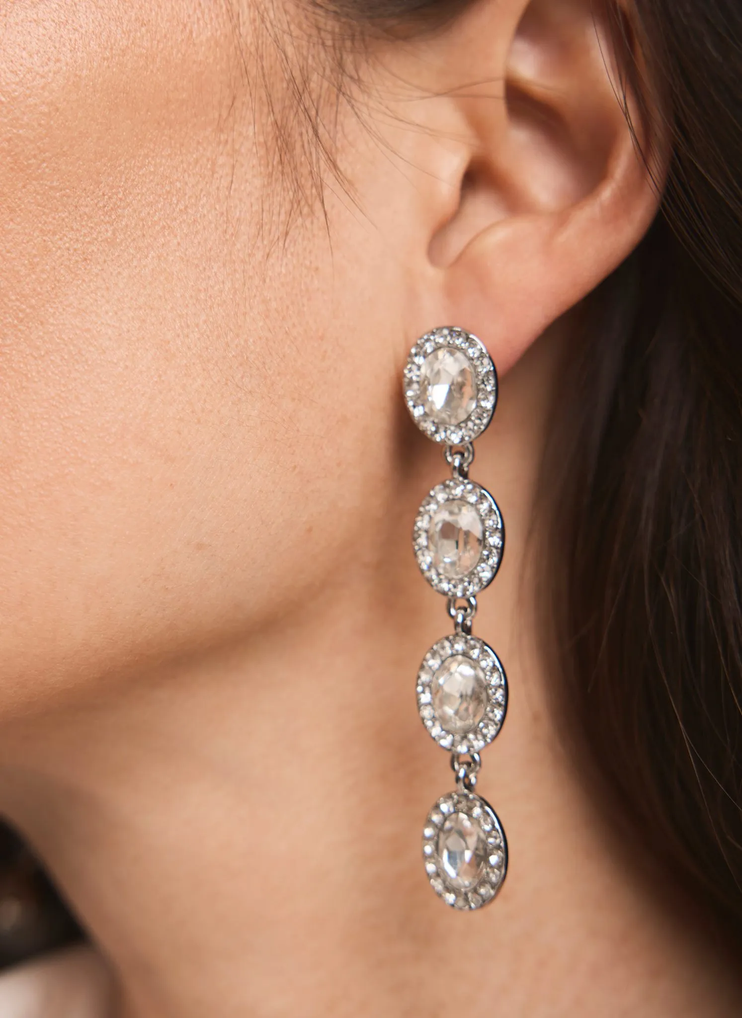 Silver Tone Crystal Drop Earrings sold by Mint Velvet product image thumbnail 3