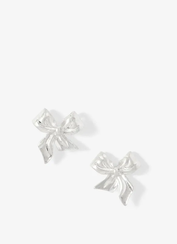 Silver Tone Bow Earrings sold by Mint Velvet