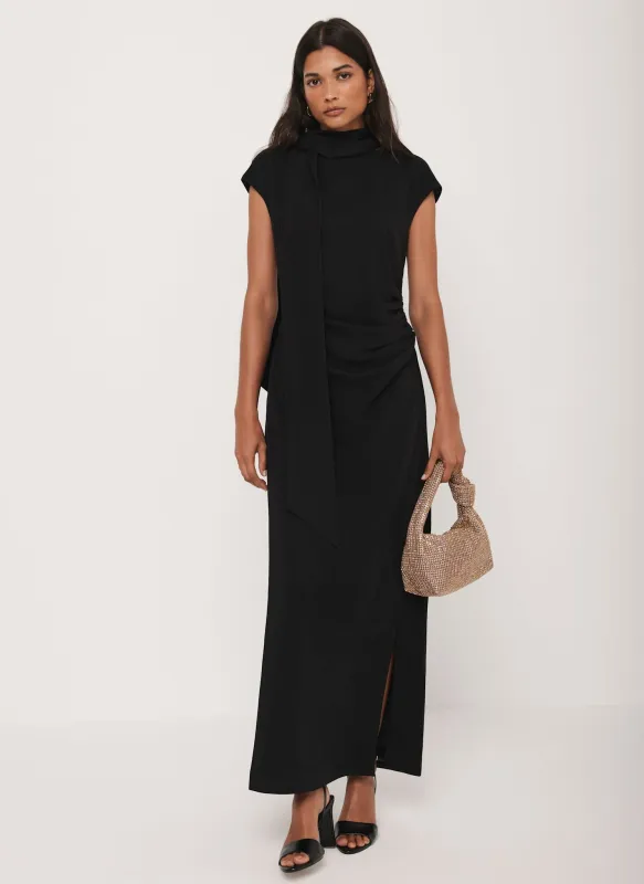 Black Scarf Detail Maxi Dress sold by Mint Velvet