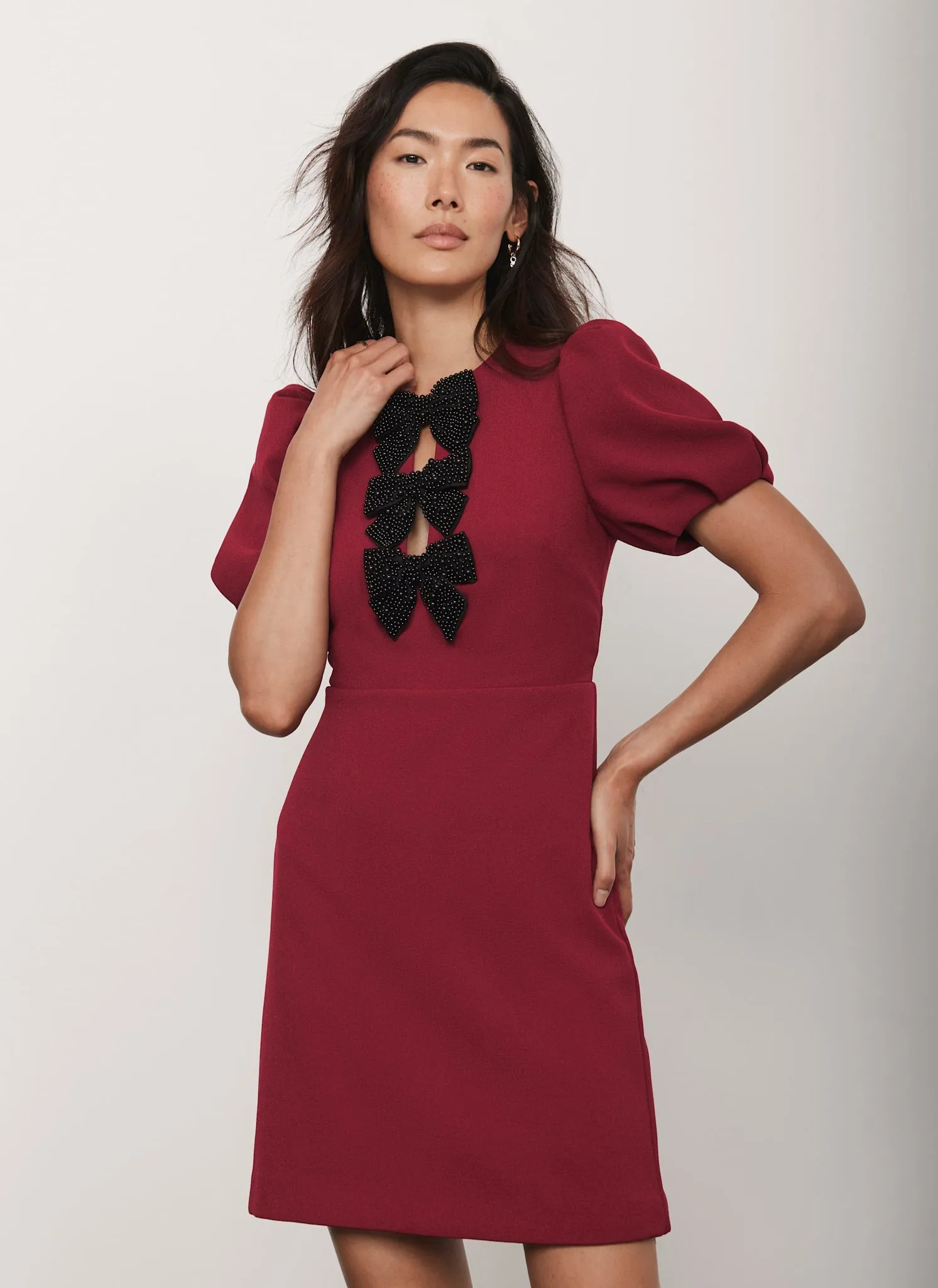 Red Bow Detail Mini Dress sold by Mint Velvet product image thumbnail 3