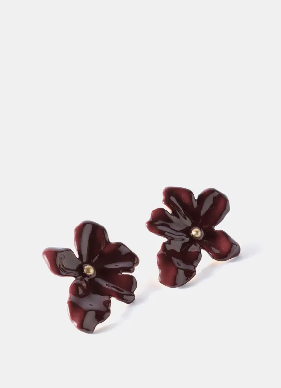 Burgundy Floral Statement Earrings sold by Mint Velvet