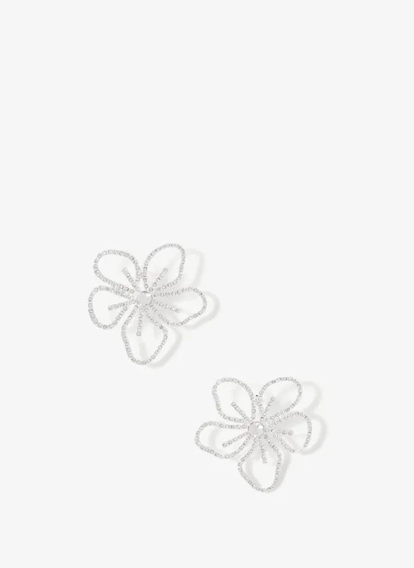 Silver Tone Crystal Flower Stud Earrings sold by Mint Velvet